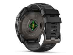 Garmin fenix 8 51mm AMOLED faserverstärktes Polymer Titan carbongrau beschichtet schwarzes Silikonband – Herrenuhren Uhr Multifunktion aus DLC beschichtet, Kautschuk und Titan. Das Gehäuse ist rund und schwarz. Das Kautschuk / Kunststoff / Silikon Armband ist schwarz. Das Zifferblatt ist digital und schwarz. – Ansicht 4
