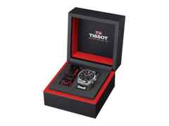 Tissot PR 100 Vuelta Chronograph Quarz Edelstahl 40mm schwarzes Zifferblatt Metallband – Herrenuhren Chronograph aus Edelstahl. Das Gehäuse ist rund und silber. Das Edelstahlarmband ist silber. Das Zifferblatt ist ein Index in schwarz. – Ansicht 8