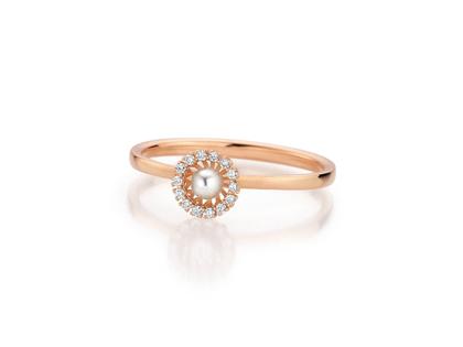 Jörg Heinz Swing Boho Pearl XS Ring Roségold mit weißer Zuchtperle und Brillanten 0,070ct – Ringe Ring mit Besatz in roségold und aus 750 Rotgold. – Ansicht 2