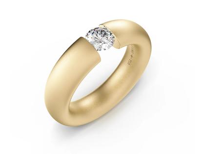 Niessing Spannring Oval 6,0mm Gelbgold 0,50ct G vsi mattiert – Ringe Ring mit Besatz aus 750 Gelbgold.