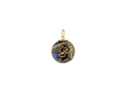 Meissen Boule Kugelanhänger "Glücksdrache Shang" Roségold mit schwarzem Meissener Porzellan 21mm – Anhänger Anhänger ohne Besatz in schwarz und aus 750 Rotgold und Porzellan.