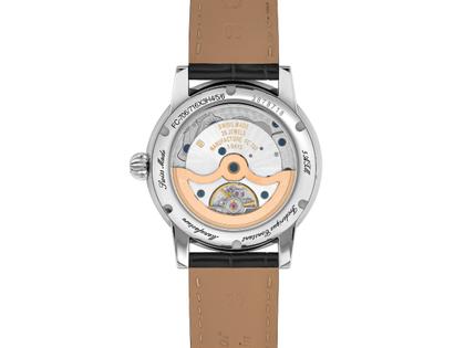 Frederique Constant Classic Date Manufacture Automatik Edelstahl 40mm schwarzes Zifferblatt schwarzes Lederband – Herrenuhren Uhr mit Datum aus Edelstahl und Leder. Das Gehäuse ist rund und silber. Das Lederarmband Kroko / Alligator ist schwarz. Das Zifferblatt ist ein Index in schwarz. – Ansicht 3