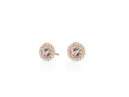 Capolavoro Espressivo Ohrstecker Roségold mit rosanem Morganit und Brillanten 0,080ct – Ohrschmuck Ohrstecker aus 750 Rotgold.