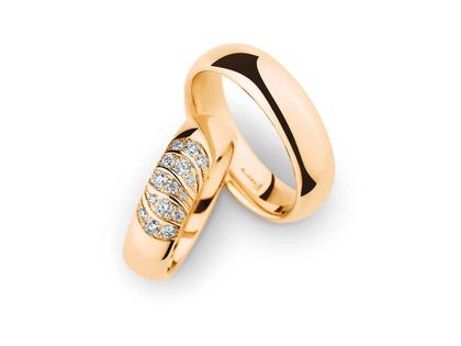 Christian Bauer Trauring Paar Nr.  18 Roségold – Ringe Trauring mit Besatz aus 750 Rotgold.