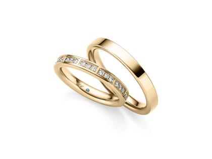 Eduard G. Fidel EGF  Trauringpaar Roségold 3,5mm gerade mit Brillanten 0,270ct – Ringe Trauring mit Besatz aus 585 Rotgold.