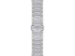 Tissot PRX Quarz Edelstahl 35mm blaues Zifferblatt Metallband – Damenuhren Uhr mit Datum aus Edelstahl. Das Gehäuse ist rund und silber. Das Edelstahlarmband ist silber. Das Zifferblatt ist ein Index in blau. – Ansicht 2