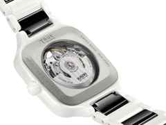 Rado True Square Open Heart Diamonds Automatik Keramik 38mm weißes Zifferblatt weißes Keramikband limitiert – Herrenuhren Uhr ohne Datum aus Keramik und Titan. Das Gehäuse ist quadratisch und weiß. Das Keramikarmband ist weiß. Das Zifferblatt ist skelettiert und weiß. – Ansicht 4