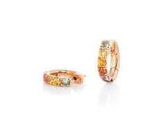 Capolavoro Rainbow Creolen Roségold Saphir bunt – Ohrschmuck Creolen aus 750 Rotgold.