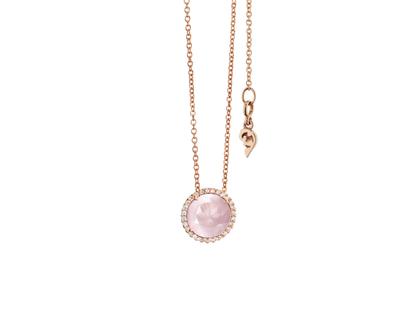 Capolavoro Espressivo Anhänger Roségold mit Rosenquarz und Brillanten 0,100ct – Anhänger Anhänger mit Besatz aus 750 Rotgold.