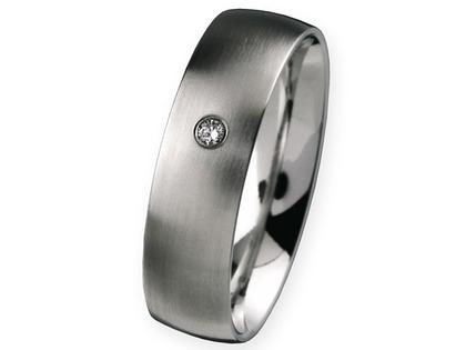 Ernstes Design R65.5 Damenring mit Brillant – Ringe Trauring mit Besatz aus Edelstahl.
