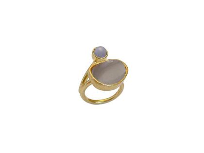 Heiring Kolo Ring Silber vergoldet matt mit Mondstein und Angelit – Ringe Ring aus 925 Silber, PVD beschichtet und und .