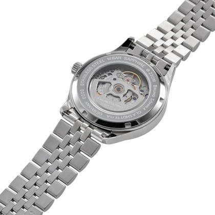 Bruno Söhnle Glashütte Turin Automatik Edelstahl 39,5mm graues Zifferblatt Metallband – Herrenuhren Uhr mit Datum aus Edelstahl. Das Gehäuse ist rund und silber. Das Edelstahlarmband ist silber. Das Zifferblatt ist ein Index in grau. – Ansicht 3