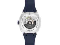 Alpina Alpiner Extreme Automatik Edelstahl 41mm blaues Zifferblatt blaues Kautschukband – Herrenuhren Uhr mit Datum aus Edelstahl und Kautschuk. Das Gehäuse ist rund und silber. Das Kautschuk / Kunststoff / Silikon Armband ist blau. Das Zifferblatt ist ein Index in blau. – Ansicht 2