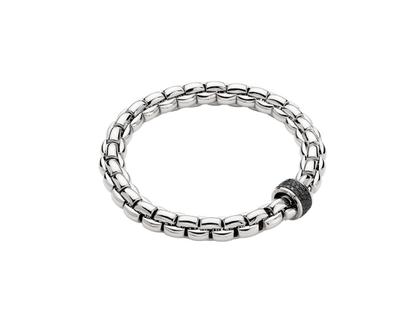 Fope Eka Flex'It Men  Armband   breit Weißgold M mit schwarzen Brillanten 0,650ct flexibel – Armschmuck Armband aus 750 Weißgold und und rhodiniert.