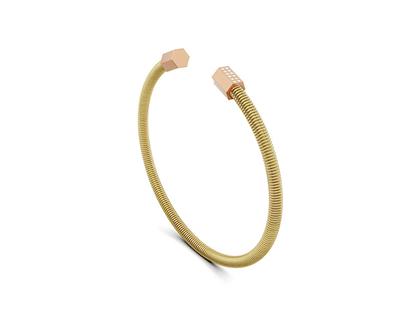 Niessing Colette Elementyx Space Hexagon Armreif Classic Yellow/Classic Red 56mm mit Brillanten 0,036ct – Armschmuck Armreif in gelbgold und aus 750 Gelbgold und 750 Rotgold.