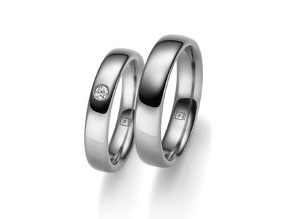 Tantalum Trauringpaar aus Tantal 4,0mm gewölbt mit Brillant 0,050ct – Ringe Trauring mit Besatz aus Tantal.