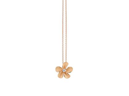 Cammilli Firenze Cherry Bloom Kette mit Anhänger Orange Apricot 45cm mit Brillant 0,015ct – Halsschmuck Kette mit Anhänger aus 750 Rotgold.
