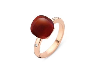 Bigli Mini Sweety "Burned Coral" Ring Roségold Gr. M mit Brillant 0,020ct – Ringe Ring mit Besatz aus 750 Rotgold.