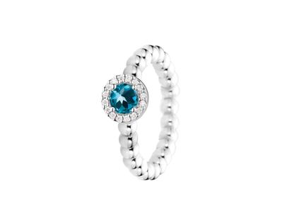 Capolavoro Espressivo Ring Weißgold mit blauem Topas und Brillanten 0,040ct – Ringe Ring mit Besatz aus 750 Weißgold.