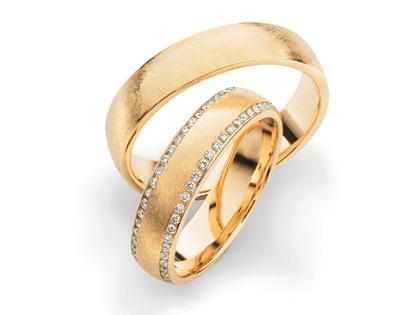 Max Kemper Trauring Paar Roségold 5,0mm gewölbt mit Brillanten 0,530ct – Ringe Trauring mit Besatz aus 585 Rotgold.