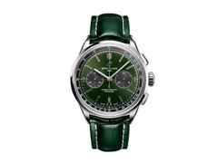 Breitling Premier B01 Chronograph 42 Automatik Edelstahl grünes Zifferblatt grünes Lederband – Herrenuhren Chronograph aus Edelstahl. Das Gehäuse ist rund und silber. Das Lederarmband Kroko / Alligator ist grün. Das Zifferblatt ist ein Index in grün.