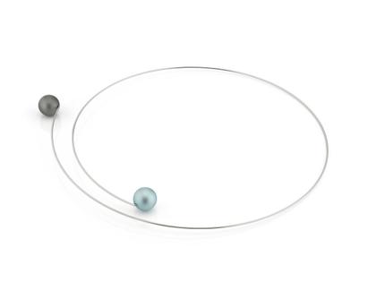 Step by Step Collier Edelstahl Aluminium grau hellblau – Halsschmuck Collier aus Aluminium, Edelstahl und und .