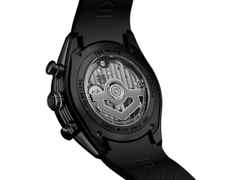 TAG Heuer Carrera Chronograph Extreme Sport Automatik Titan Schwarz-DLC 44mm skelettiertes Zifferblatt schwarzes Kautschukband – Herrenuhren Chronograph aus DLC beschichtet und Titan. Das Gehäuse ist rund und schwarz. Das Kautschuk / Kunststoff / Silikon Armband ist schwarz. Das Zifferblatt ist ein Index in schwarz. – Ansicht 2