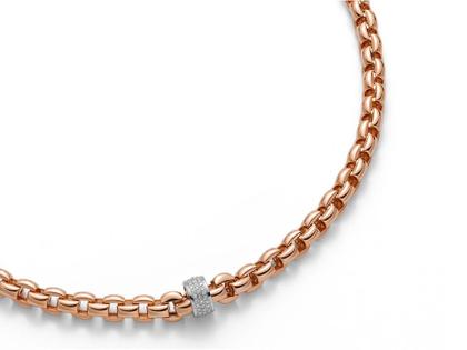 Fope FlexIt Collier breit Pave Roségold – Halsschmuck Collier aus 750 Rotgold, 750 Weißgold und und .