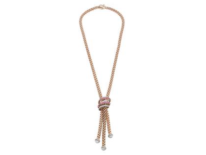 Fope FlexIt Solo Collier Roségold mit Brillanten und Saphiren – Halsschmuck Collier aus 750 Rotgold.