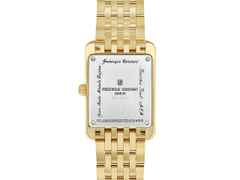 Frederique Constant Classics Carree Small Seconds Quarz Edelstahl Gelbgold-PVD 36x25mm weißes Zifferblatt Metallband – Damenuhren Uhr mit Datum aus Edelstahl und PVD beschichtet. Das Gehäuse ist rechteckig und gelbgold. Das Edelstahlarmband ist gelbgold. Das Zifferblatt ist römisch und weiß. – Ansicht 3