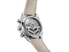 TAG Heuer Carrera Chronograph Automatik Edelstahl 39mm rosa Zifferblatt mit Diamanten rosa Lederband – Damenuhren Chronograph aus Edelstahl. Das Gehäuse ist rund und silber. Das Lederarmband Kroko / Alligator ist rosa. Das Zifferblatt ist ein Index in rosa. – Ansicht 3