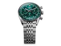 TAG Heuer Carrera Chronograph Automatik Edelstahl 41mm grünes Zifferblatt Metallband – Herrenuhren Chronograph aus Edelstahl. Das Gehäuse ist rund und silber. Das Edelstahlarmband ist silber. Das Zifferblatt ist ein Index in grün. – Ansicht 3