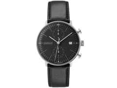 Junghans Max Bill Chronoscope Automatik Edelstahl 40mm schwarz mattes Zifferblatt schwarzes Lederband kaufen