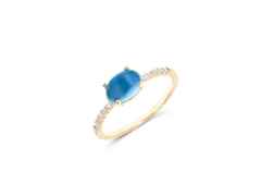 Nanis Dancing in the Rain Azure Ring Gelbgold London  Blue Topas mittel – Ringe Ring mit Besatz aus 750 Gelbgold. – Ansicht 2