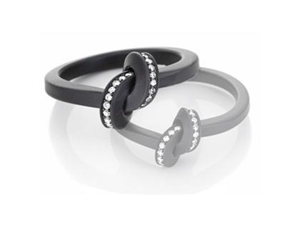 Oliver Schmidt Knoten endlos locker Brillant Damenring Edelstahl IP schwarz 3,2mm – Ringe Ring mit Besatz aus Edelstahl, IP beschichtet und und .