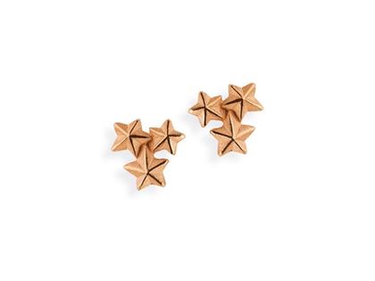 Drachenfels Design Sternenglanz und Schattentanz Ohrstecker Sternenohrstecker  klein rotgoldplattiert – Ohrschmuck Ohrstecker aus 925 Silber.