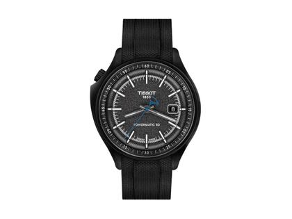 Tissot Pinarello Automatik Carbon 43mm schwarzes Zifferblatt schwarzes Kautschukband – Herrenuhren Uhr mit Datum aus Carbon und Kautschuk. Das Gehäuse ist rund und schwarz. Das Kautschuk / Kunststoff / Silikon Armband ist schwarz. Das Zifferblatt ist ein Index in grau.