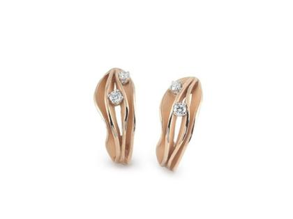 Cammilli Firenze Dune Creolen Orange Apricot Gold mit Brillanten 0,24ct – Ohrschmuck Ohrstecker aus 750 Gelbgold.
