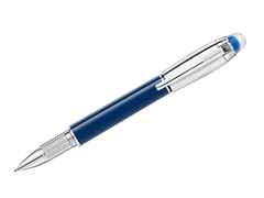 Montblanc StarWalker Blue Planet Doué Fineliner blaues Edelharz platiniert – Schreibgeräte Fineliner in blau und aus Edelharz, Metall und platiniert.