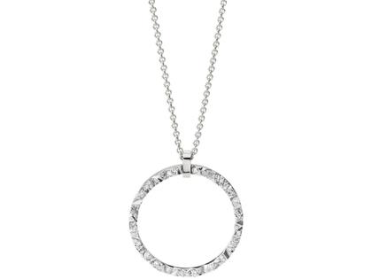 Schmuckwerk Alpen Halskette Weißgold mit Anhänger 55 Brillanten – Halsschmuck Kette mit Anhänger aus 750 Weißgold.