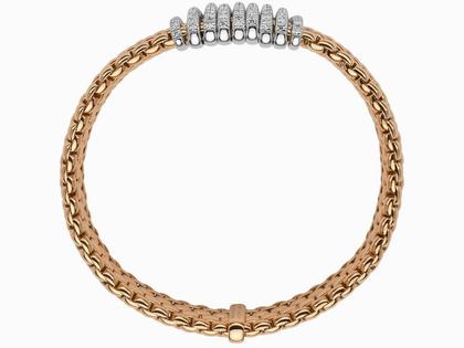 Fope Panorama Armband  mit 9 Ronden Rosegold mit Brillanten Pave – Armschmuck Armband aus 750 Rotgold. – Ansicht 2