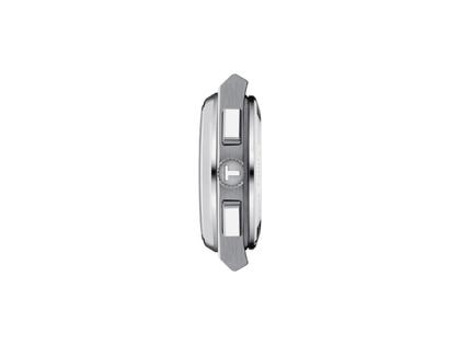 Tissot PRX Chronograph Automatik Edelstahl 42mm grünes Zifferblatt Metallband – Herrenuhren Chronograph aus Edelstahl. Das Gehäuse ist rund und silber. Das Edelstahlarmband ist silber. Das Zifferblatt ist ein Index in grün. – Ansicht 2