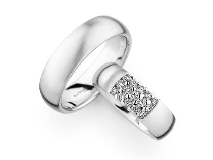 Christian Bauer Trauring Paar Nr.  78 Palladium – Ringe Trauring mit Besatz aus 950 Palladium.