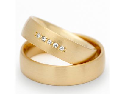 Max Kemper Trauring Paar Gelbgold 5,5mm gewölbt mit Brillanten 0,050ct – Ringe Trauring mit Besatz aus 585 Rotgold.