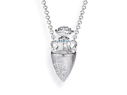 Drachenfels Design Kirschzauber Parfümflaconanhänger Silber Topas – Anhänger Anhänger mit Besatz aus 925 Silber.
