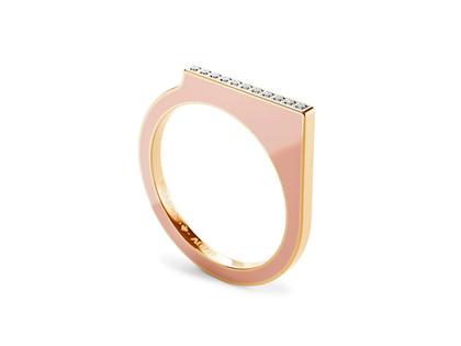Niessing Setario Square Ring Fine Rose mit pink-rosaner Emaille und Brillanten – Ringe Ring aus 750 Rotgold, Emaille und und .