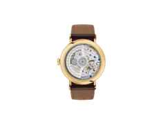 Nomos Glashütte Tangente Gold Neomatik Automatik Gelbgold 35mm weißes Zifferblatt schwarzes Lederband – Damenuhren Uhr ohne Datum aus 750 Gelbgold und Leder. Das Gehäuse ist rund und gelbgold. Das Lederarmband ist schwarz. Das Zifferblatt ist arabisch Index und weiß. – Ansicht 2