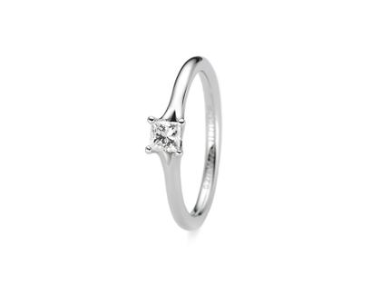 Henrich & Denzel Solana Fantasy Solitaire-Ring Platin 2mm mit Diamant Princess 0,300ct – Ringe Ring mit Besatz in silber und aus 950 Platin.