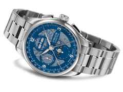 Union Glashütte Belisar Chronograph Mondphase Automatik Edelstahl 42mm blaues Zifferblatt Metallband – Herrenuhren Chronograph aus Edelstahl. Das Gehäuse ist rund und silber. Das Edelstahlarmband ist silber. Das Zifferblatt ist arabisch Index und blau. – Ansicht 2