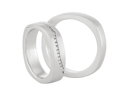 Christian Bauer Trauring Paar Nr.  70 Weißgold – Ringe Trauring mit Besatz aus 750 Weißgold.